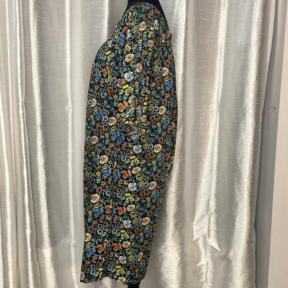 Bobeau Women’s Large Floral Wide Elastic Neckline Puffy Short Sleeve Dress - Picture 5 of 9